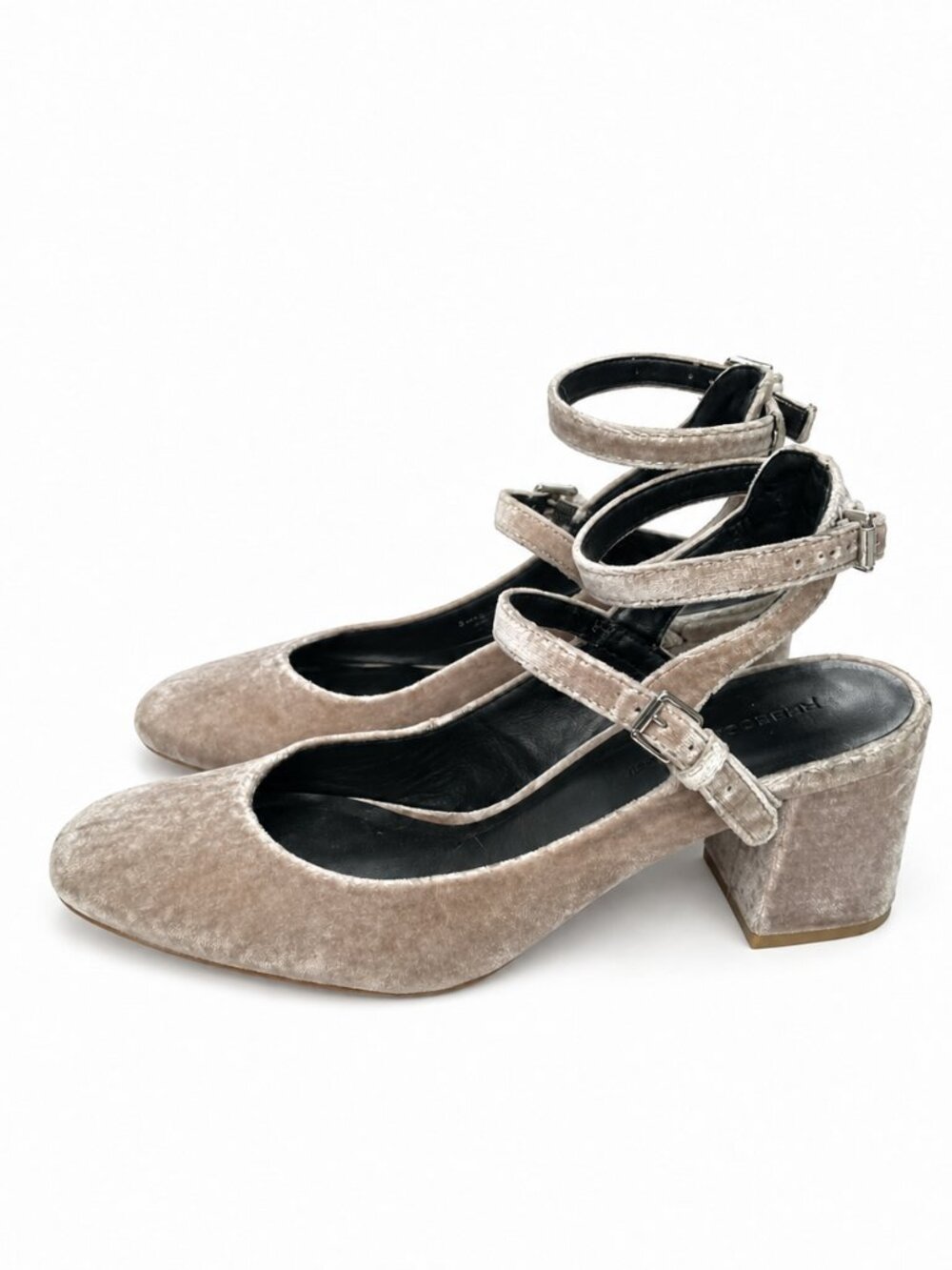 Rebecca Minkoff Taupe Velvet Mary Jane Block Heels (Size 8.5)
